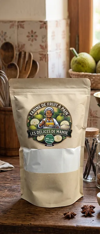 Sachet kraft de farine de fruit à pain Les Délices de Mamie